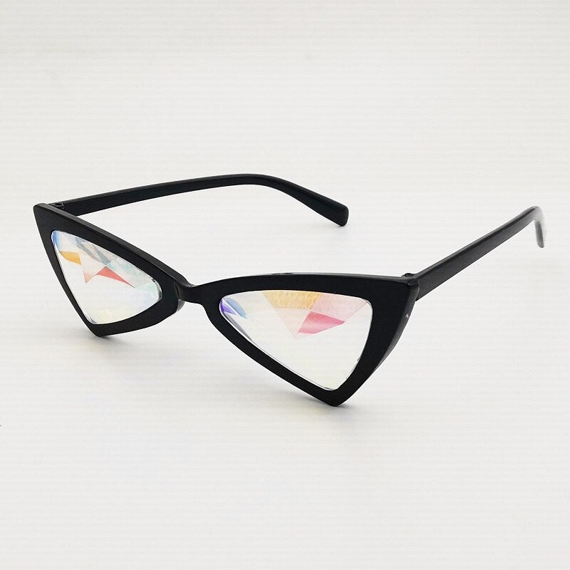Classice Triangle Cate Eyes  Frame  Kaleidoscope + Diffraction Glasses