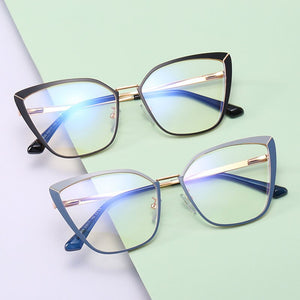 Clear Glasses Frame Computer Cell Phone Women Cat Eye Anti Blue Light Metal Eyewear Blocking Glasses Optical Spectacle Eyeglass