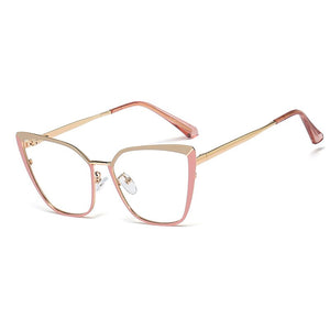 Clear Glasses Frame Computer Cell Phone Women Cat Eye Anti Blue Light Metal Eyewear Blocking Glasses Optical Spectacle Eyeglass