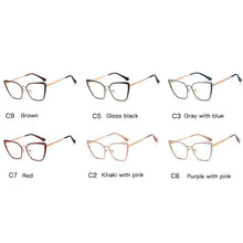 Load image into Gallery viewer, Clear Glasses Frame Computer Cell Phone Women Cat Eye Anti Blue Light Metal Eyewear Blocking Glasses Optical Spectacle Eyeglass