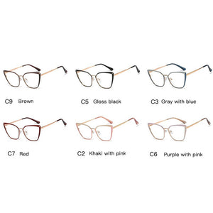 Clear Glasses Frame Computer Cell Phone Women Cat Eye Anti Blue Light Metal Eyewear Blocking Glasses Optical Spectacle Eyeglass