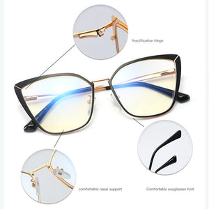 Clear Glasses Frame Computer Cell Phone Women Cat Eye Anti Blue Light Metal Eyewear Blocking Glasses Optical Spectacle Eyeglass