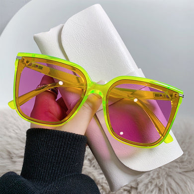 Clear Green Summer Women's Sunglasses Square Jelly Color Colorful Shades For Women Sun Glasses Elegant Eyewear