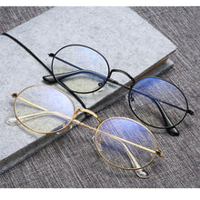 Load image into Gallery viewer, Clear Lens Small Oval women's eyeglasses frame Men Metal Computer Glasses Vintage  Brand Round Blue Light Glasses
