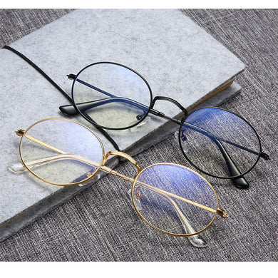 Clear Lens Small Oval women's eyeglasses frame Men Metal Computer Glasses Vintage  Brand Round Blue Light Glasses