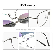 Load image into Gallery viewer, Clip On Glasses Men Sunglasses Women Magnetic Sunglasses Myopia Round Metal Optical Glasses Frame Prescription eyeglasses frames