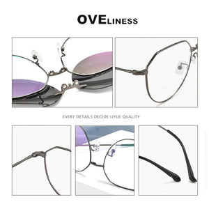 Clip On Glasses Men Sunglasses Women Magnetic Sunglasses Myopia Round Metal Optical Glasses Frame Prescription eyeglasses frames