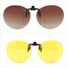 Load image into Gallery viewer, Clip On Polarized Round Sunglass Lenses Clip Flip Up Men Women UV Protection classic Driving Nightvision fishing black