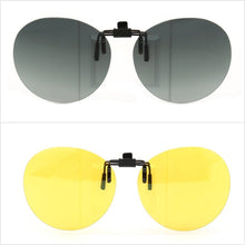 Load image into Gallery viewer, Clip On Polarized Round Sunglass Lenses Clip Flip Up Men Women UV Protection classic Driving Nightvision fishing black