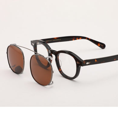 Clip On Sunglasses Polarized Lens Men Women Johnny Depp Glasses  Brand Vintage Lemtosh Acetate Glasses Frame Top quality