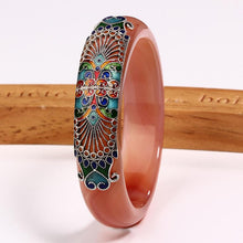 Carica l'immagine nel visualizzatore di Gallery, Cloisonne Natural Red Agate Bangle Chalcedony Female Gift To Mother Lover 2018 New 925 Sterling Silver Bracelet JB10