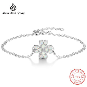 Clover Bracelet White Opal Lucky Four Leaf Clover Charm Bracelet for Women 925 Sterling Silver Jewelry Original Fine Jewelry