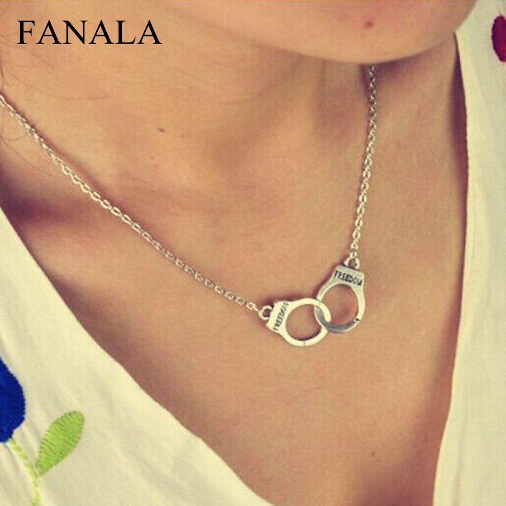 Collares D 2018 Valentine's Necklace Handcuff FREEDOM Pendant Men Women Gift Jewelry For Steampunk HOT N2039 Fashion Lover's