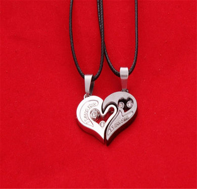 Collares Collane da uomo con catena in acciaio inossidabile a forma di cuore per coppie, modello coreano da donna con pendenti a sospensione accoppiati 