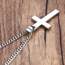 Load image into Gallery viewer, Collier Homme Silver Jesus Cross Pendant Necklace For Men Pingente Masculino Stainless Steel Gift Couple Friend Prayer Jewelry