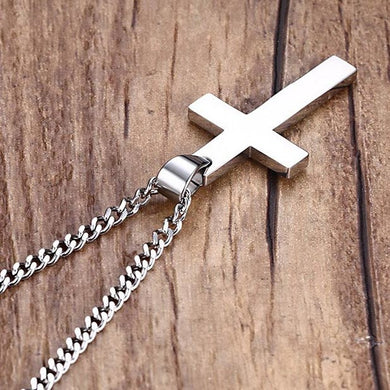 Collier Homme Silver Jesus Cross Pendant Necklace For Men Pingente Masculino Stainless Steel Gift Couple Friend Prayer Jewelry