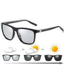 Load image into Gallery viewer, Color Change Grey Frame Photochromic Polarized Sunglasses Men Square Classic Chameleon Glaases Transition Lens Eyewear