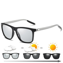Load image into Gallery viewer, Color Change Grey Frame Photochromic Polarized Sunglasses Men Square Classic Chameleon Glaases Transition Lens Eyewear