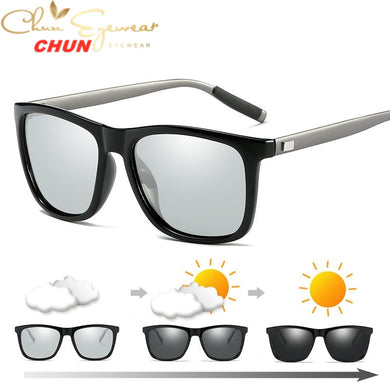 Color Change Grey  Photochromic Polarized Sunglasses Men Women Square Classic Chameleon Glaases Transition Lens  BM19  No Case