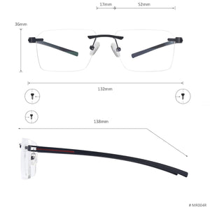Colorful Rectangular Rimless Men And Women Optical Spectacles Frame With TR90 Temple For Myopia Prescription Lenses