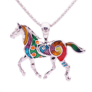 Colorful Horse Necklace Enamel Brincos Vintage Ethnic Animal Pendant For Women Fashion Jewelry 2016 Drop Shipping
