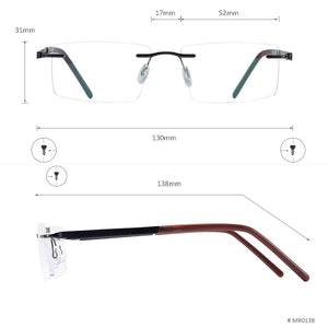 Colorful Rimless Eyeglasses Men and Women Metal Rectangular Spectacles Frame For Prescription Lenses Myopia Reading Progressive