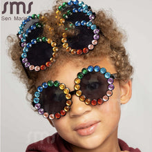 Load image into Gallery viewer, Colorful Round Children Sunglasses  Rhinestone Girls Boys Sun Glasses UV400 Goggles Kids Eye Frame Eyewear Shiny Crystal