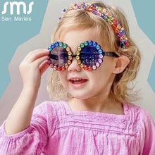 Load image into Gallery viewer, Colorful Round Children Sunglasses  Rhinestone Girls Boys Sun Glasses UV400 Goggles Kids Eye Frame Eyewear Shiny Crystal