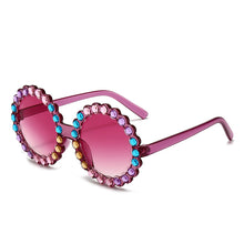 Load image into Gallery viewer, Colorful Round Children Sunglasses  Rhinestone Girls Boys Sun Glasses UV400 Goggles Kids Eye Frame Eyewear Shiny Crystal