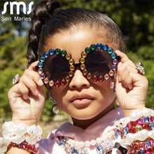 Load image into Gallery viewer, Colorful Round Children Sunglasses  Rhinestone Girls Boys Sun Glasses UV400 Goggles Kids Eye Frame Eyewear Shiny Crystal