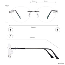 Load image into Gallery viewer, Colorful Round Men and Women Rimless Memory Metal Optical Frame For Optical Lenses Myopia Presbyopia Progressive