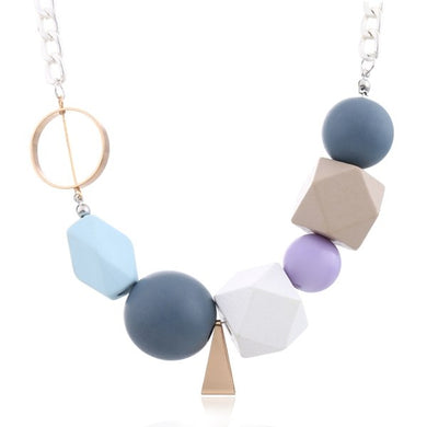 Colorful Wooden Beads Statement Necklace Women's Multicolor Wood Beaded Necklaces & Pendants New Arrival Fashion Jewelry MX027