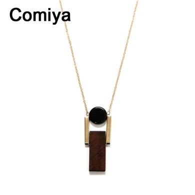Bisuteria Mujer Fashion Boho Zinc Alloy Link Chain Copper Tube Resin Wooden Charm Pendant Necklaces Vintage Necklace