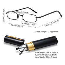 Load image into Gallery viewer, Compact Anti-blue light Slim Portable Readers for Men Women Eyeglasses with Pen Clip Tube Case Reading Glasses