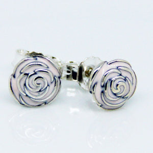 Compatible With European Jewelry Rose Garden Stud Earrings With Pink Enamel 100% 925 Sterling Silver Jewelry DIY Wholesale E001
