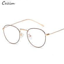 Load image into Gallery viewer, Computer Glasses 2022 Spectacle Frames Anti Blue Light Goggles Metal Eyeglasses Frame Women Round Clear Lens Fake Glasses
