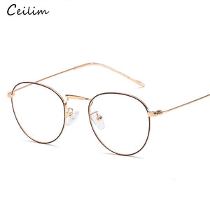 Computer Glasses 2022 Spectacle Frames Anti Blue Light Goggles Metal Eyeglasses Frame Women Round Clear Lens Fake Glasses