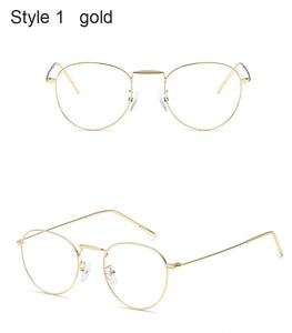 Computer Glasses 2022 Spectacle Frames Anti Blue Light Goggles Metal Eyeglasses Frame Women Round Clear Lens Fake Glasses