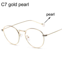 Load image into Gallery viewer, Computer Glasses 2022 Spectacle Frames Anti Blue Light Goggles Metal Eyeglasses Frame Women Round Clear Lens Fake Glasses
