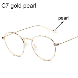 Computer Glasses 2022 Spectacle Frames Anti Blue Light Goggles Metal Eyeglasses Frame Women Round Clear Lens Fake Glasses