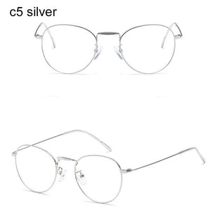 Computer Glasses 2022 Spectacle Frames Anti Blue Light Goggles Metal Eyeglasses Frame Women Round Clear Lens Fake Glasses