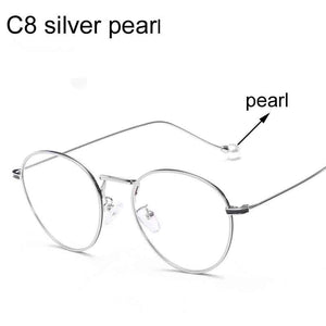 Computer Glasses 2022 Spectacle Frames Anti Blue Light Goggles Metal Eyeglasses Frame Women Round Clear Lens Fake Glasses