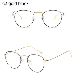 Computer Glasses 2022 Spectacle Frames Anti Blue Light Goggles Metal Eyeglasses Frame Women Round Clear Lens Fake Glasses