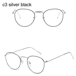 Computer Glasses 2022 Spectacle Frames Anti Blue Light Goggles Metal Eyeglasses Frame Women Round Clear Lens Fake Glasses