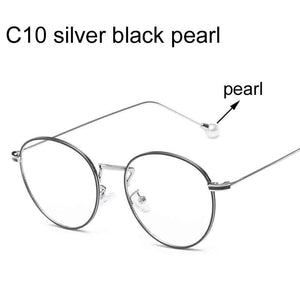 Computer Glasses 2022 Spectacle Frames Anti Blue Light Goggles Metal Eyeglasses Frame Women Round Clear Lens Fake Glasses