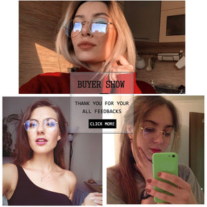 Computer Glasses 2022 Spectacle Frames Anti Blue Light Goggles Metal Eyeglasses Frame Women Round Clear Lens Fake Glasses