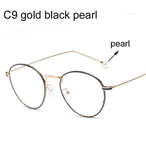 Computer Glasses 2022 Spectacle Frames Anti Blue Light Goggles Metal Eyeglasses Frame Women Round Clear Lens Fake Glasses