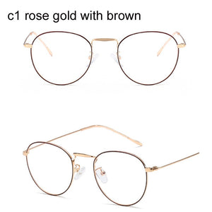 Computer Glasses 2022 Spectacle Frames Anti Blue Light Goggles Metal Eyeglasses Frame Women Round Clear Lens Fake Glasses
