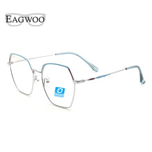 Carica l&#39;immagine nel visualizzatore di Gallery, Occhiali semplici per computer Blue Ray Block progettati con montatura poligonale a bordo completo antiriflesso rosso blu rosa viso largo adatto alla moda