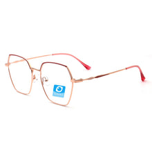 Carica l&#39;immagine nel visualizzatore di Gallery, Occhiali semplici per computer Blue Ray Block progettati con montatura poligonale a bordo completo antiriflesso rosso blu rosa viso largo adatto alla moda